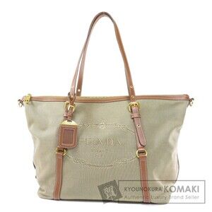 Prada Logo Jacquard Tote Corda khaki Brandy brown